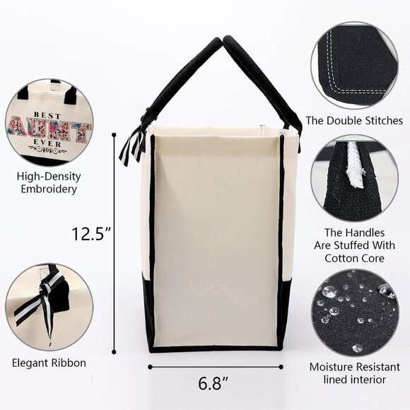 Canvas Tote Bag Cotton Large Reusable Shopping Beach Travel Gift - Picture 4 of 7